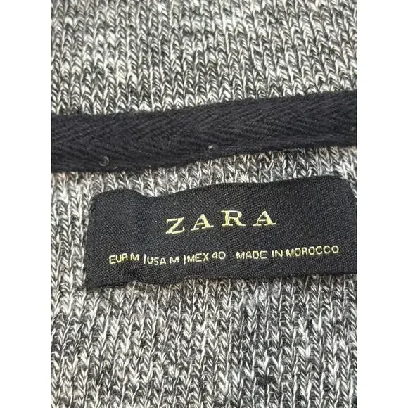 Zara Mens Sweater 1/4 Zip Blk/Wht S/M Stretch Fitted Casual Clubwear Streetwear - Picture 4 of 4